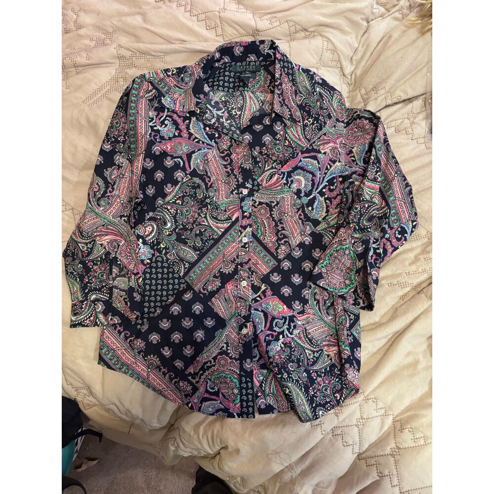 Lauren Ralph Lauren Paisley Patchwork Button Down Shirt Size Large - Picture 3 of 7